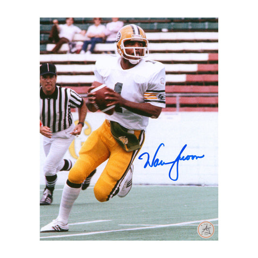 Warren Moon Autographed Edmonton Eskimos CFL Football 8x10 Photo product image 1, provided for visual reference and product