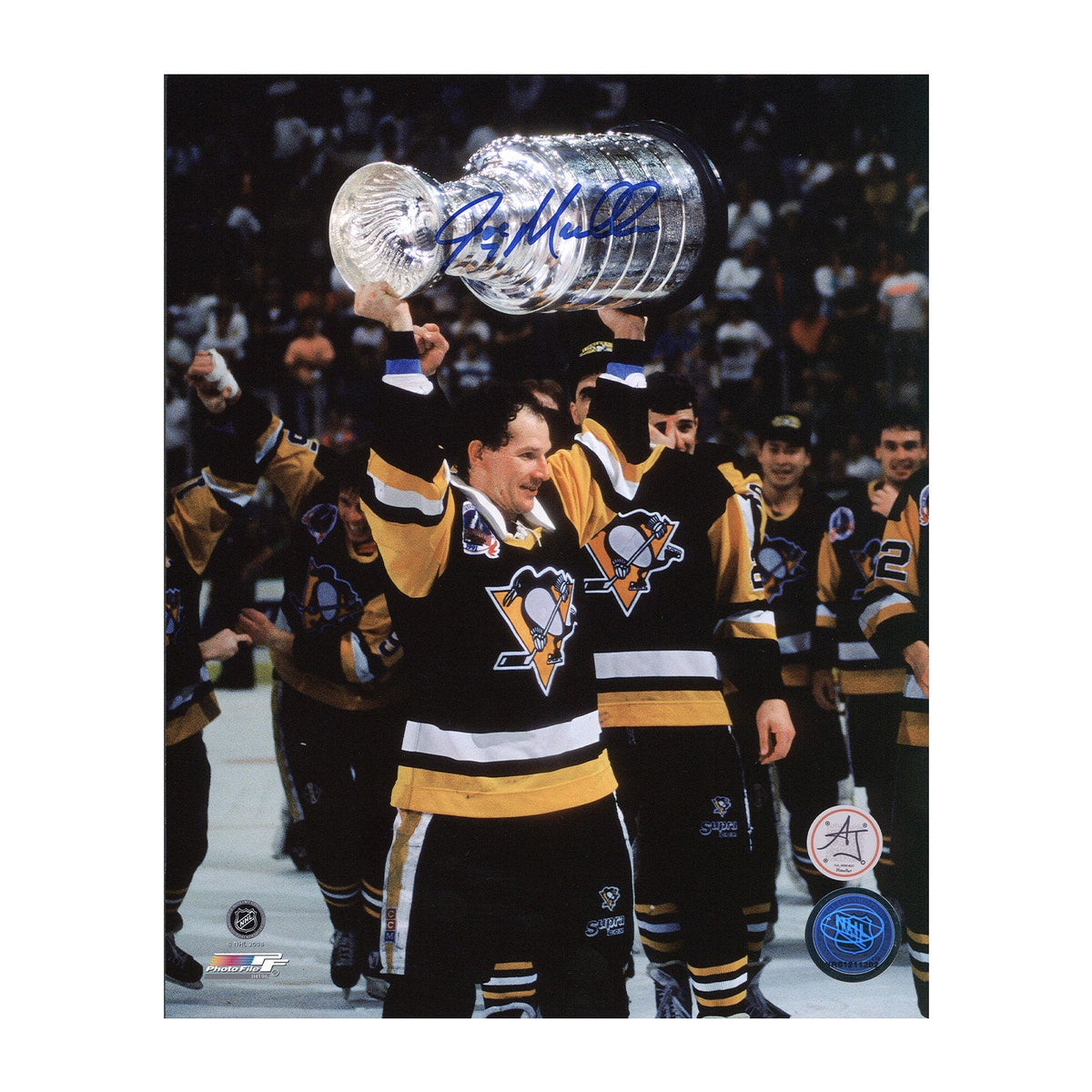 Joe Mullen Autographed Pittsburgh Penguins Stanley Cup 8x10 Photo product image 1, provided for visual reference and product