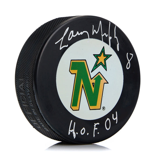 Larry Murphy Signed Minnesota North Stars Hockey Puck with HOF Note product image 1, provided for visual reference and