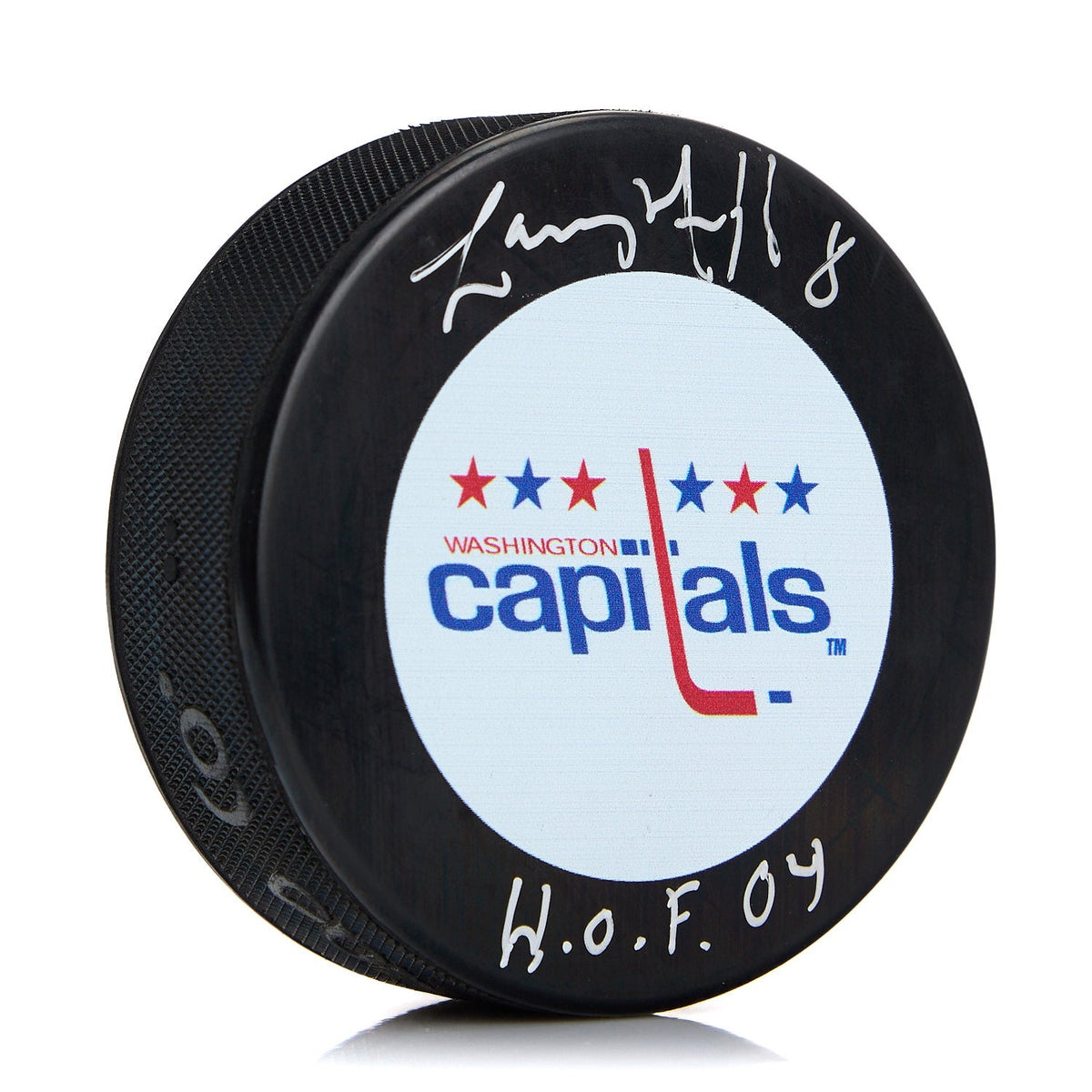 Larry Murphy Signed Washington Capitals Hockey Puck with HOF Note product image 1, provided for visual reference and product