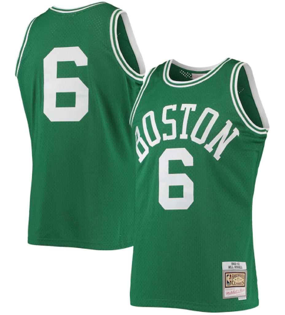 Boston Celtics Bill Russell Green 1962-63 Hardwood Classics Swingman Jersey product image 1, provided for visual reference
