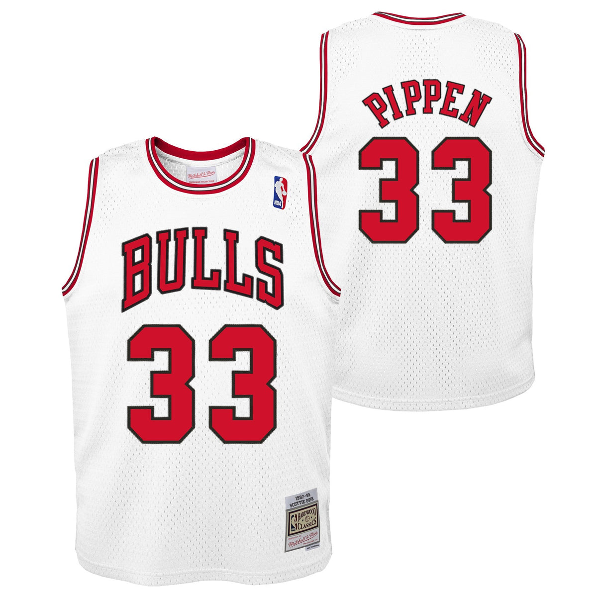 Chicago Bulls Scottie Pippen Mitchell & Ness White Hardwood Classics Swingman Jersey product image 1, provided for visual