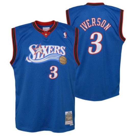 Philadelphia 76ers Allen Iverson Mitchell & Ness Blue 1999-2000 Hardwood Classics Swingman Jersey product image 1, provided