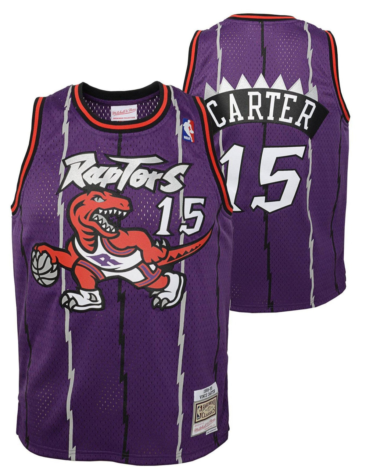 Toronto Raptors Vince Carter Mitchell & Ness Purple Hardwood Classics Jersey product image 1, provided for visual reference