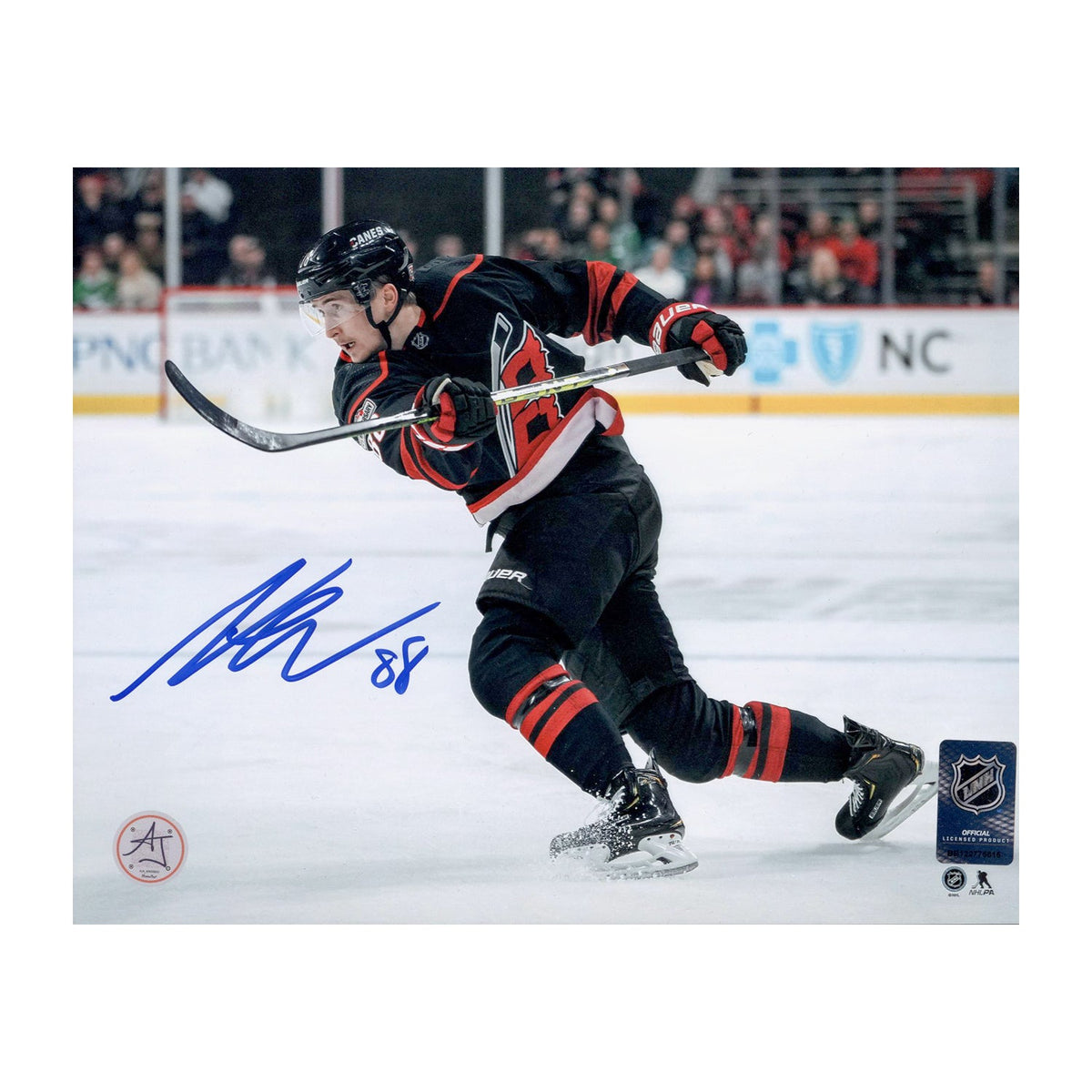 Martin Necas Autographed Carolina Hurricanes Shooting 8x10 Photo product image 1, provided for visual reference and product