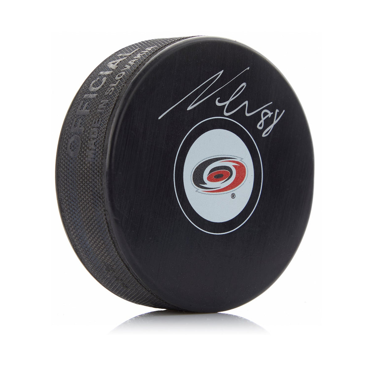 Martin Necas Autographed Carolina Hurricanes Hockey Puck product image 1, provided for visual reference and product detail