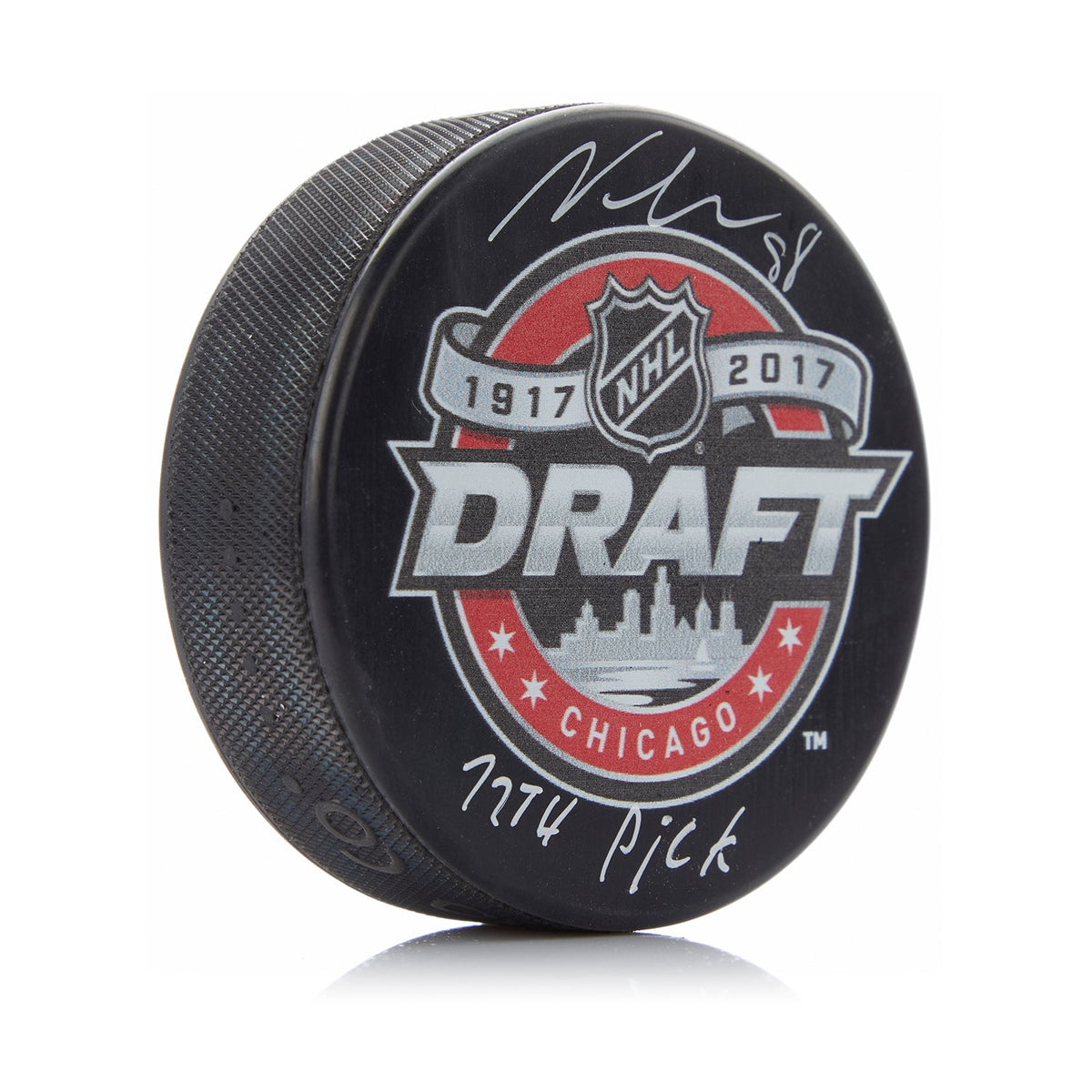 Martin Necas Signed 2017 NHL Entry Draft Puck with 12th Pick Note product image 1, provided for visual reference and product