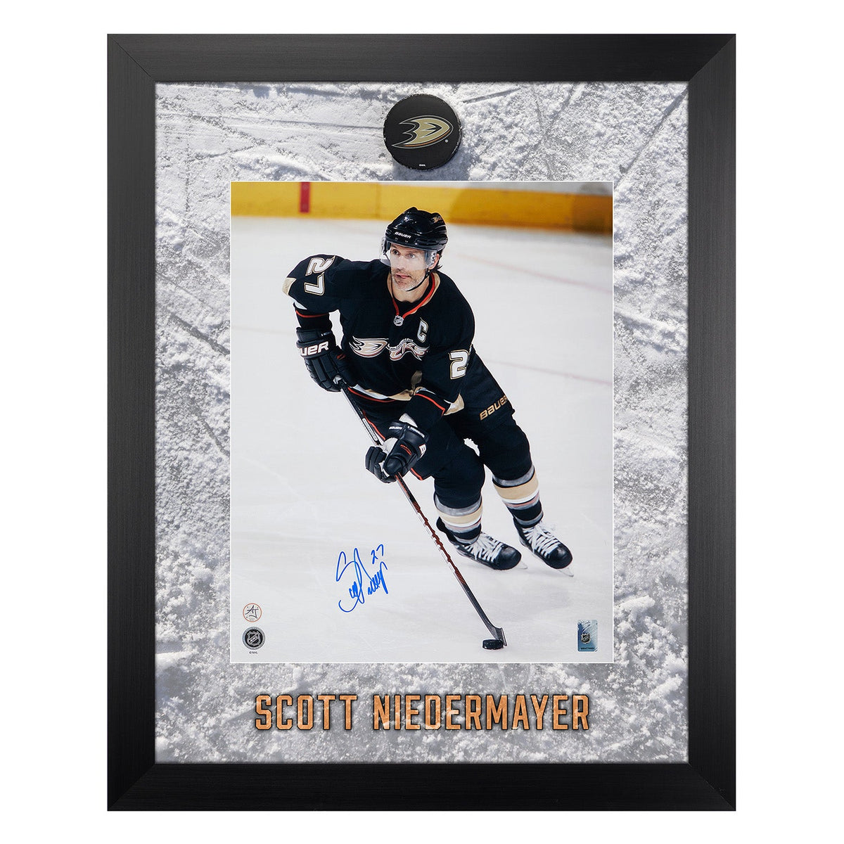 Scott Niedermayer Signed Anaheim Ducks Etched Ice 26x32 Frame product image 1, provided for visual reference and product