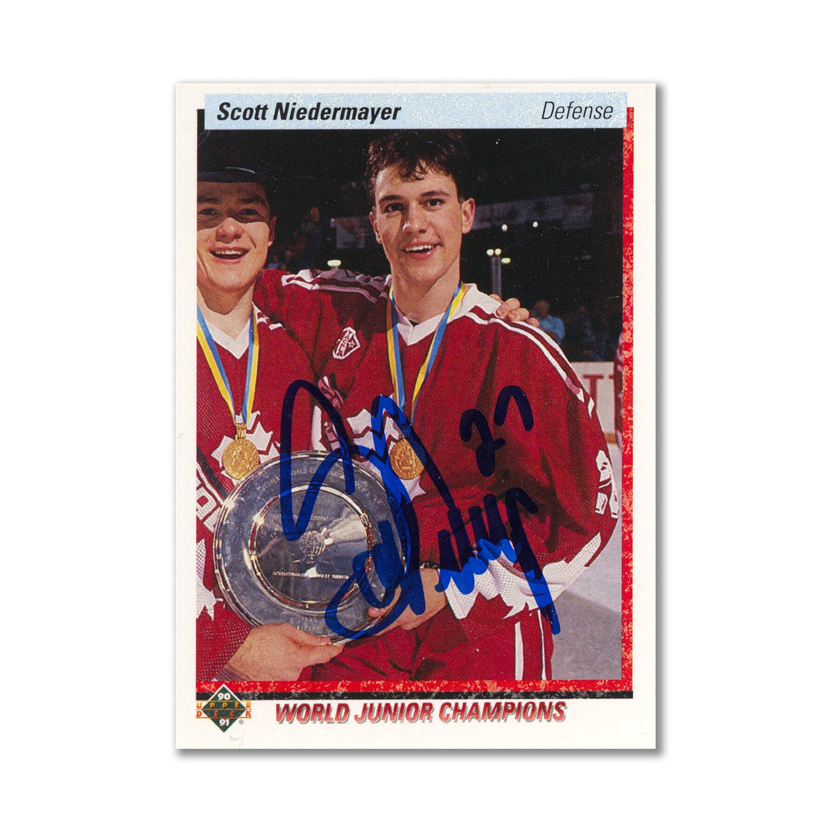 Autographed 1990-91 Upper Deck #461 Scott Niedermayer Rookie Card product image 1, provided for visual reference and product