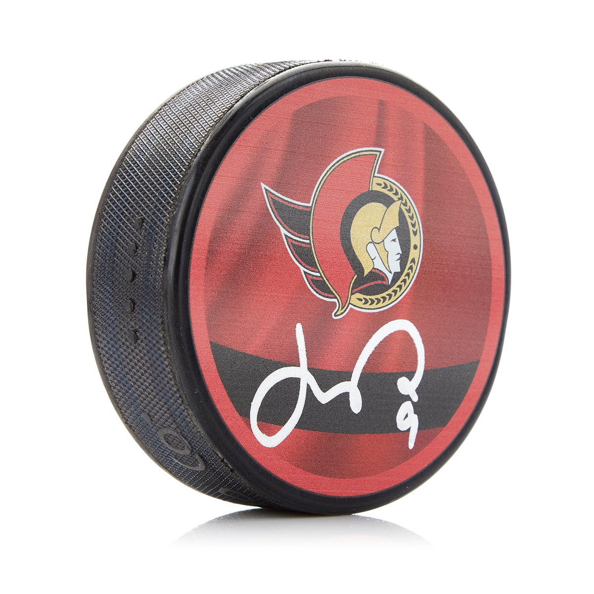Josh Norris Autographed Ottawa Senators Reverse Retro Puck product image 1, provided for visual reference and product detail