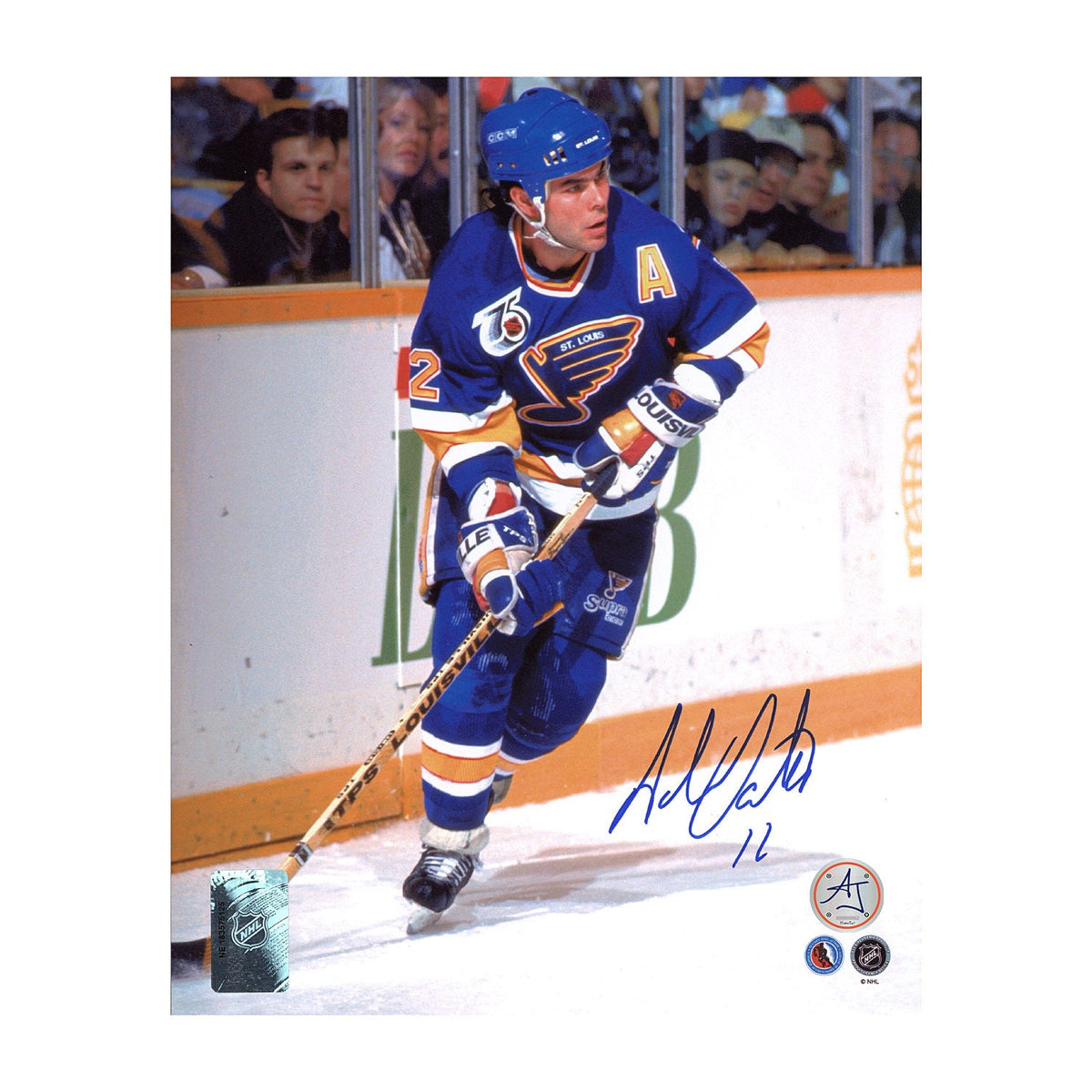 Adam Oates Autographed St Louis Blues Hockey 8x10 Photo product image 1, provided for visual reference and product detail
