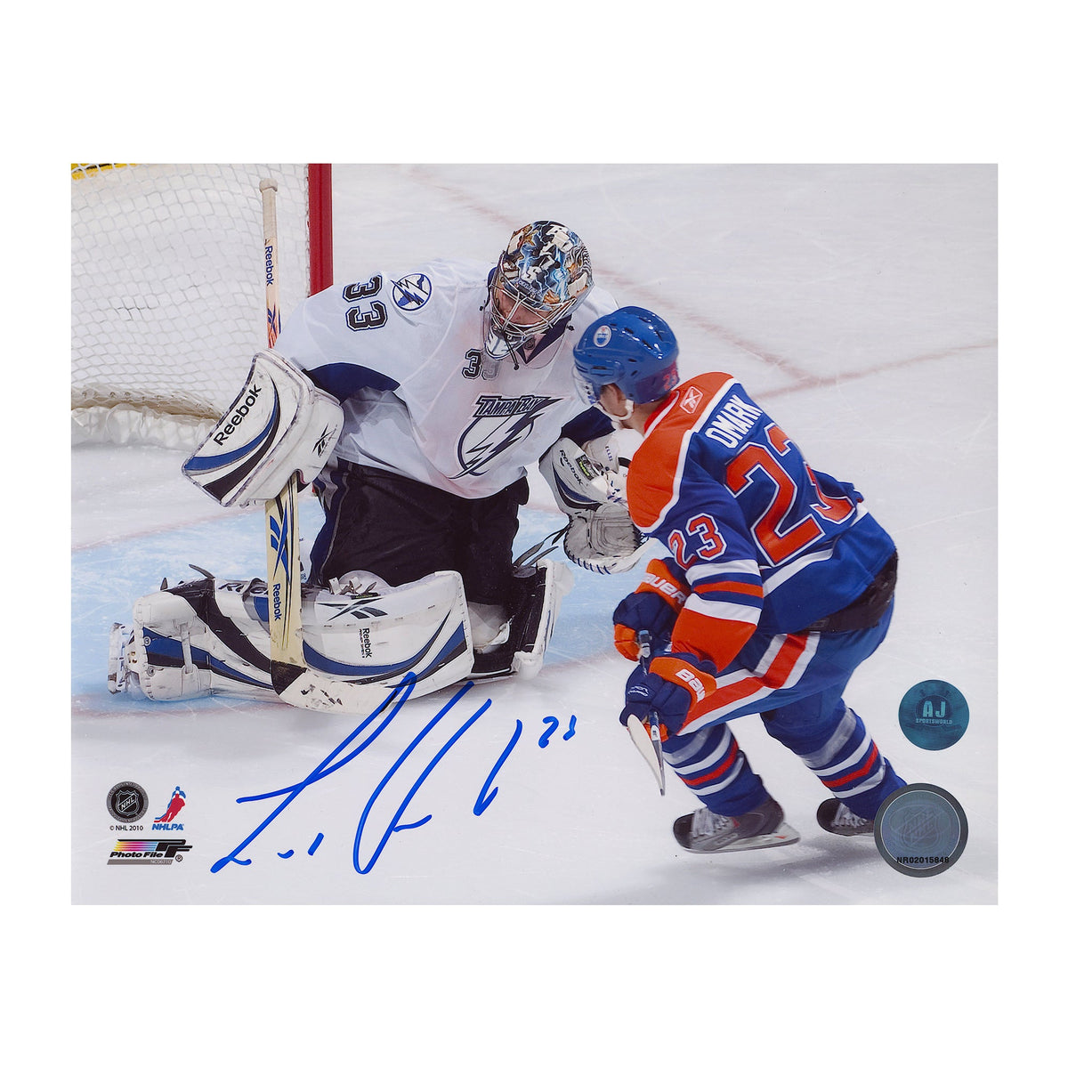 Linus Omark Signed Edmonton Oilers Breakaway 8x10 Photo product image 1, provided for visual reference and product detail