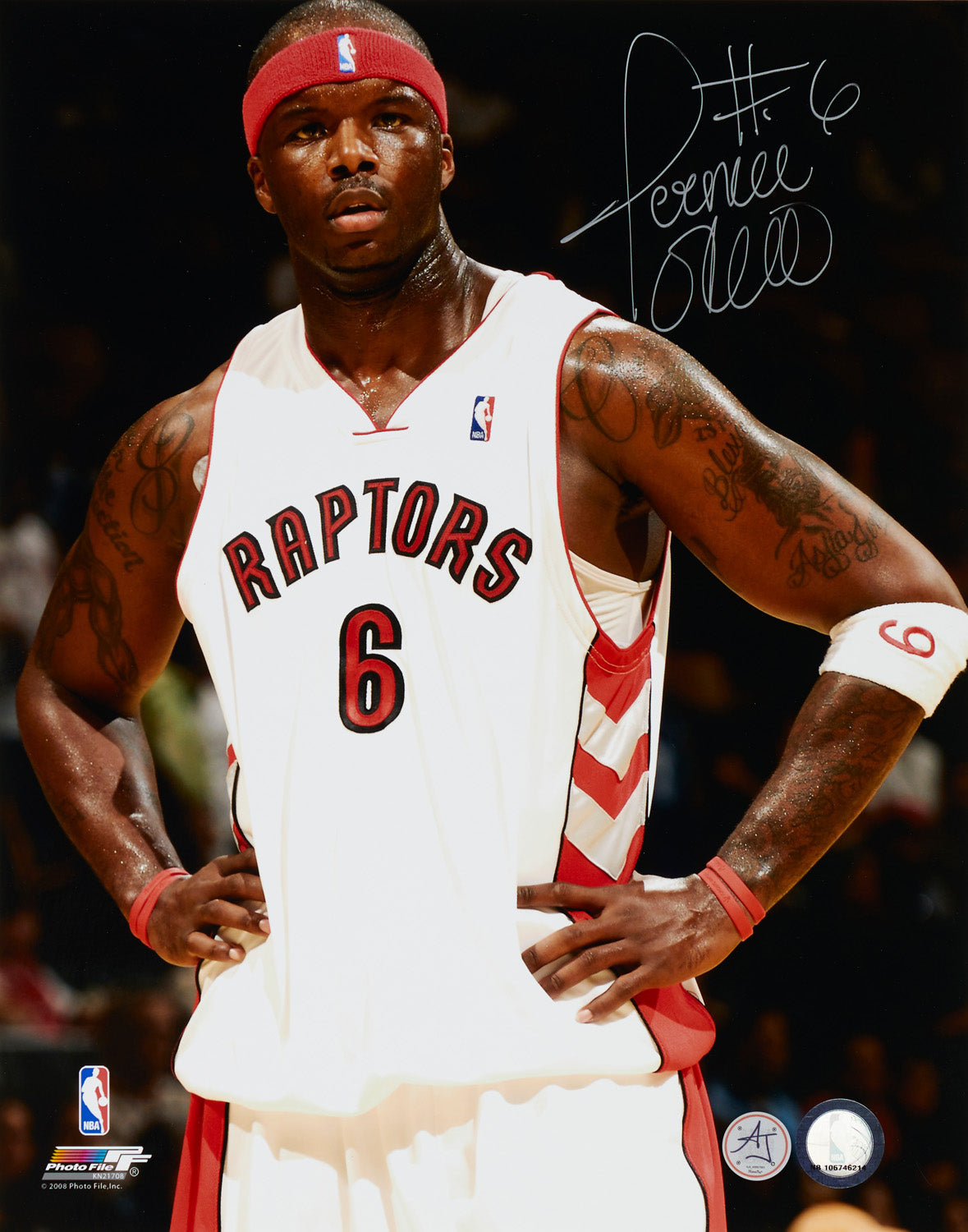 Jermaine O'Neal Signed Toronto Raptors Basketball 11x14 Photo product image 1, provided for visual reference and product