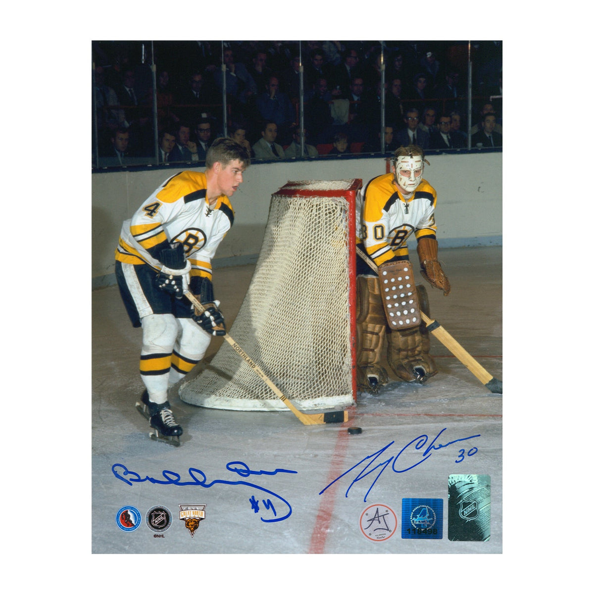 Bobby Orr & Gerry Cheevers Dual Signed Boston Bruins Hockey 8x10 Photo product image 1, provided for visual reference and