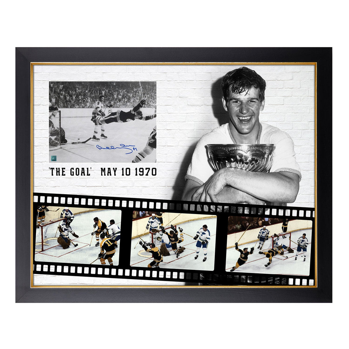 Bobby Orr Signed Boston Bruins Cup Winning Goal Graphic 26x32 Frame product image 1, provided for visual reference and
