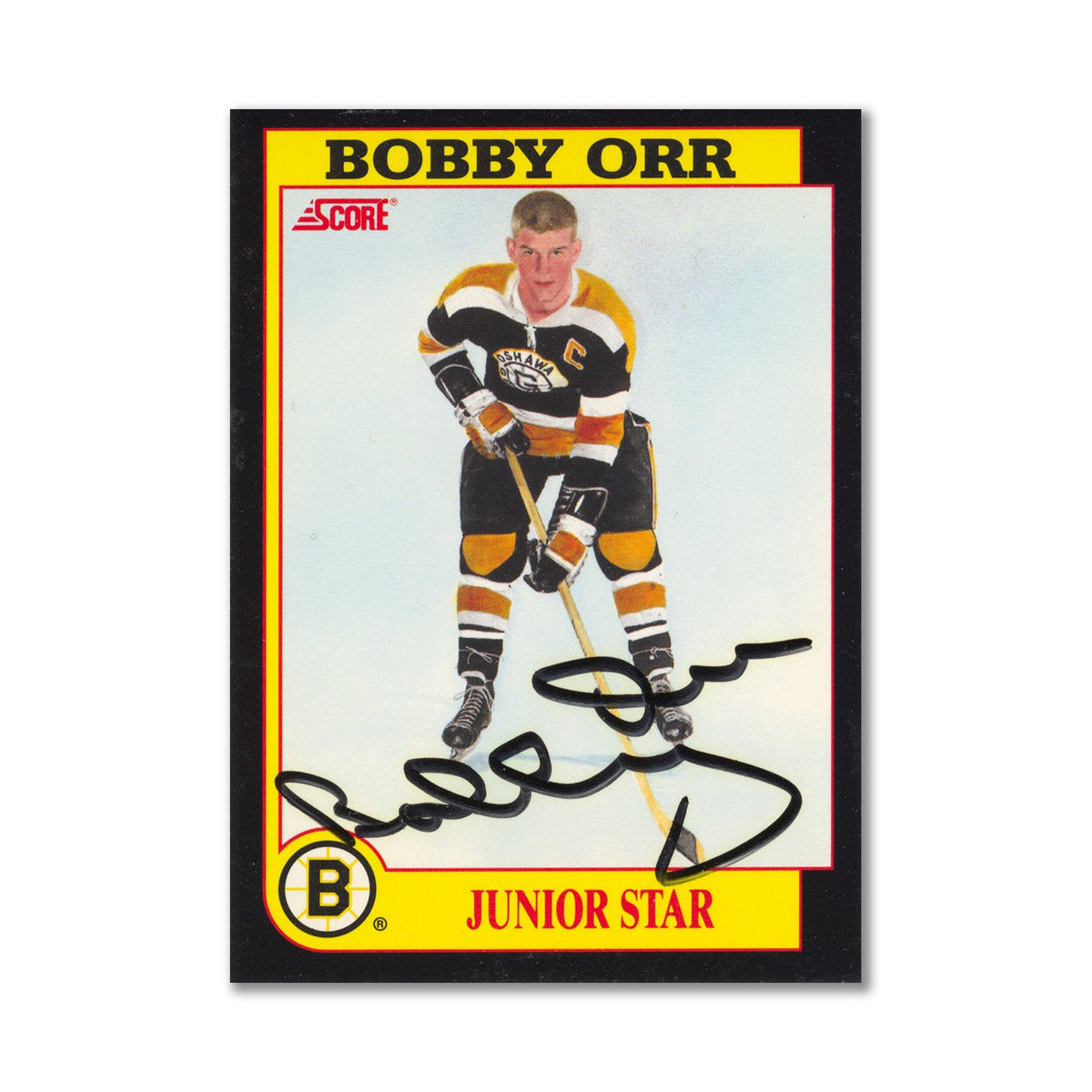 Autographed 1991-92 Score Bobby Orr Junior Star Insert Card product image 1, provided for visual reference and product