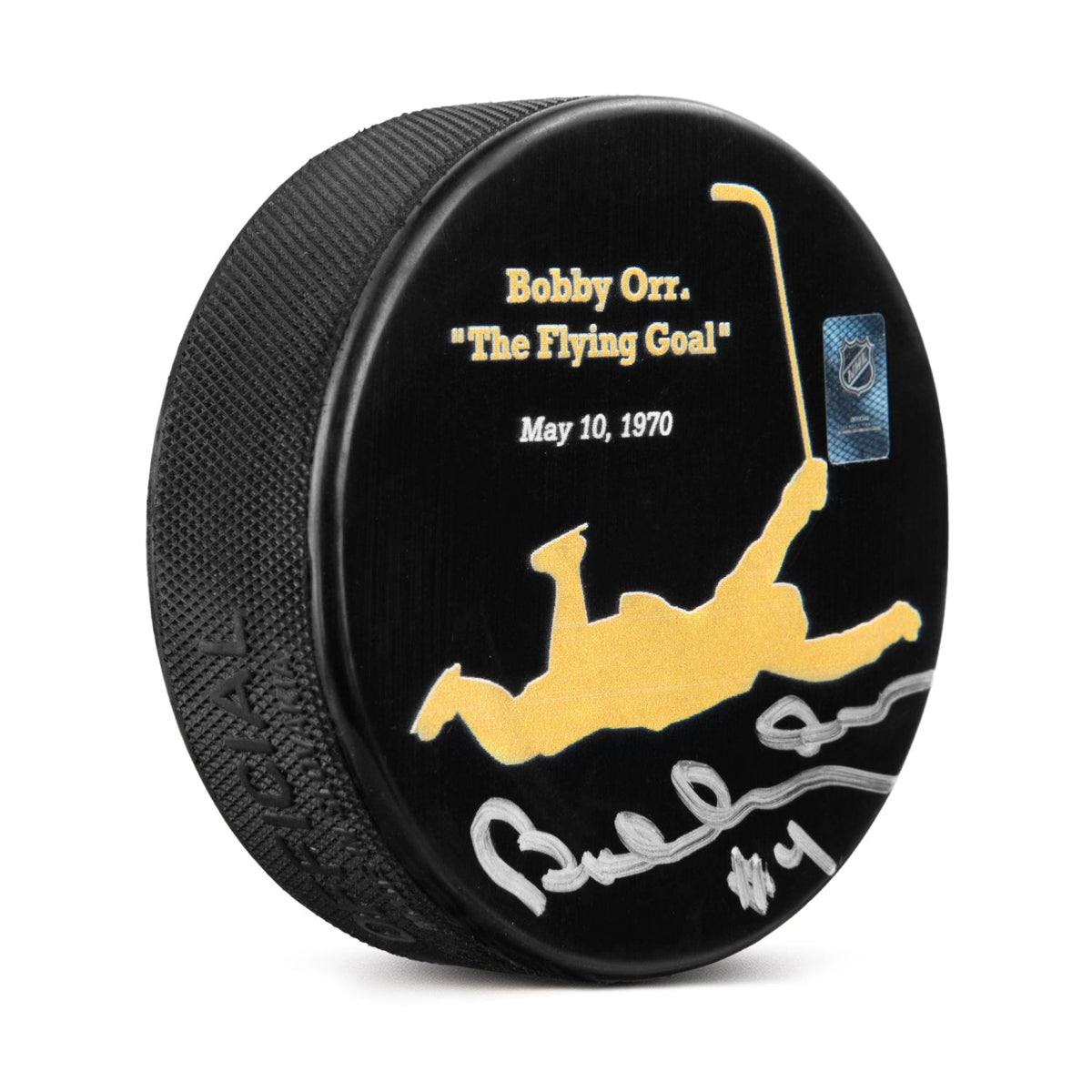 Bobby Orr Signed Boston Bruins Flying Goal Puck product image 1, provided for visual reference and product detail review