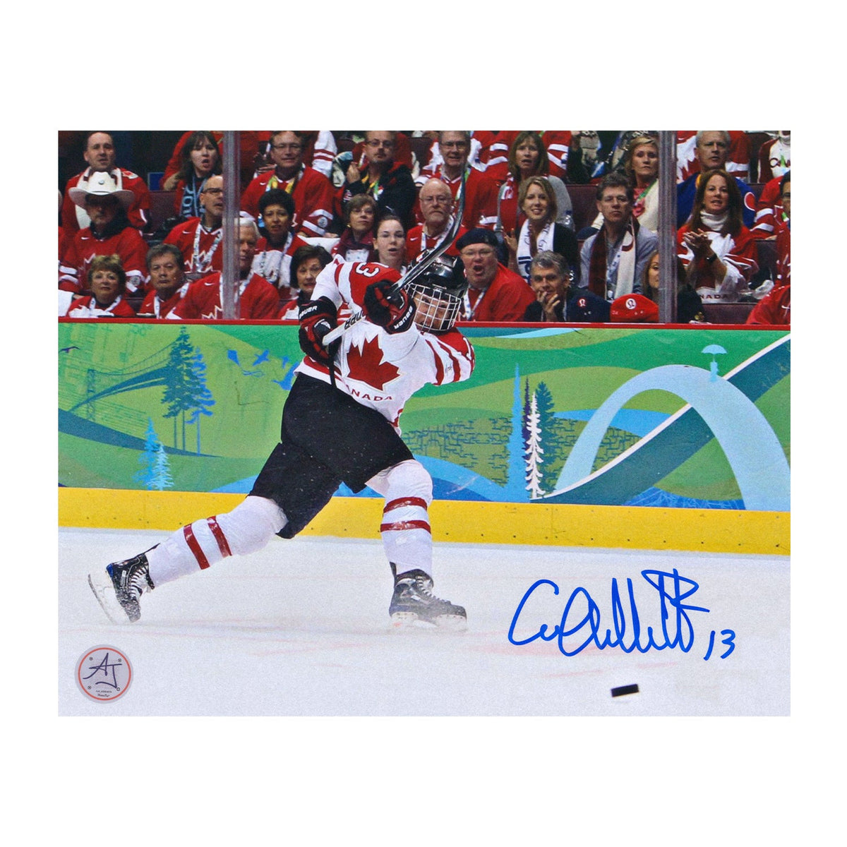 Caroline Ouellette Signed Team Canada Olympic Slapshot 8x10 Photo product image 1, provided for visual reference and product
