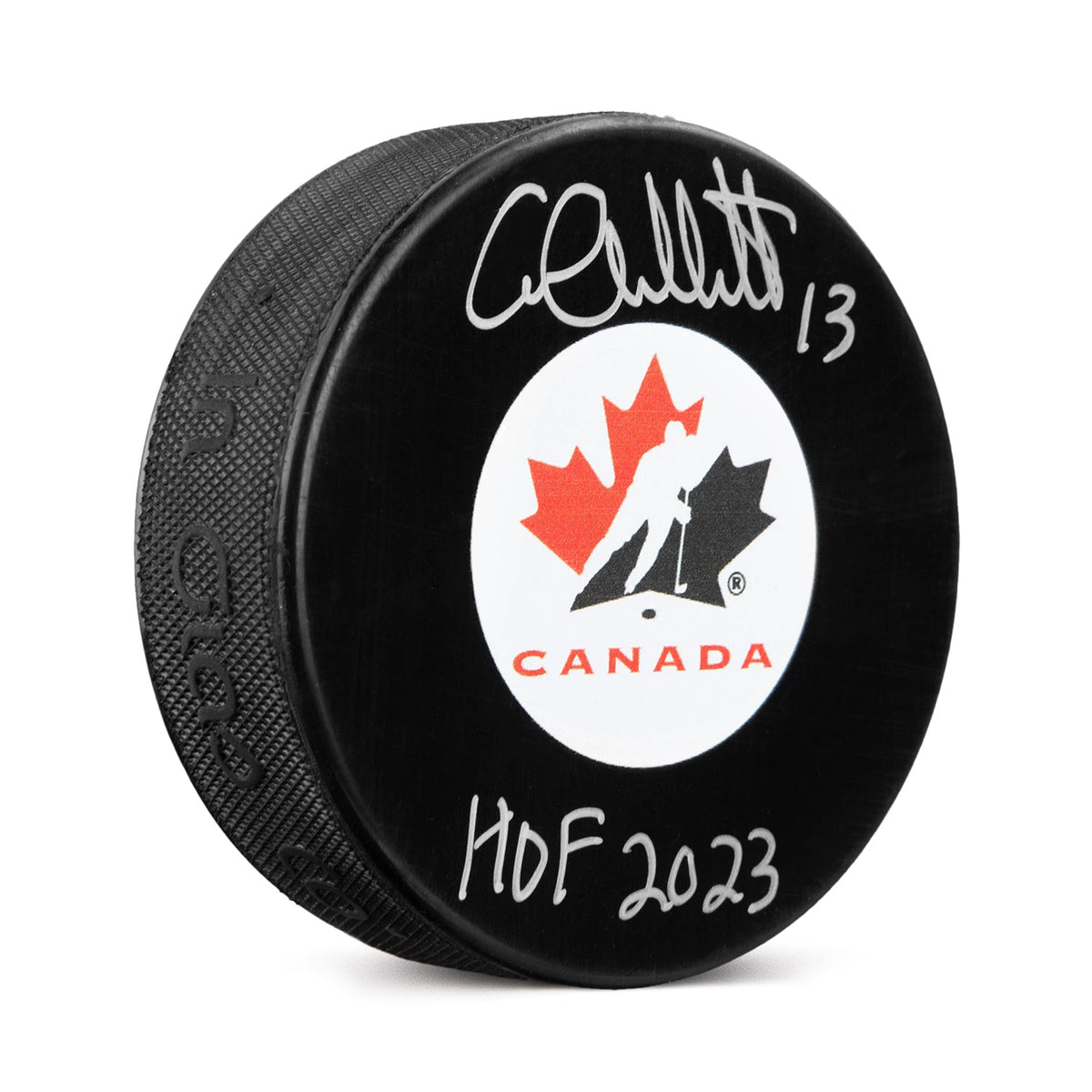 Caroline Ouellette Autographed Team Canada Hockey Puck with HOF Note product image 1, provided for visual reference and