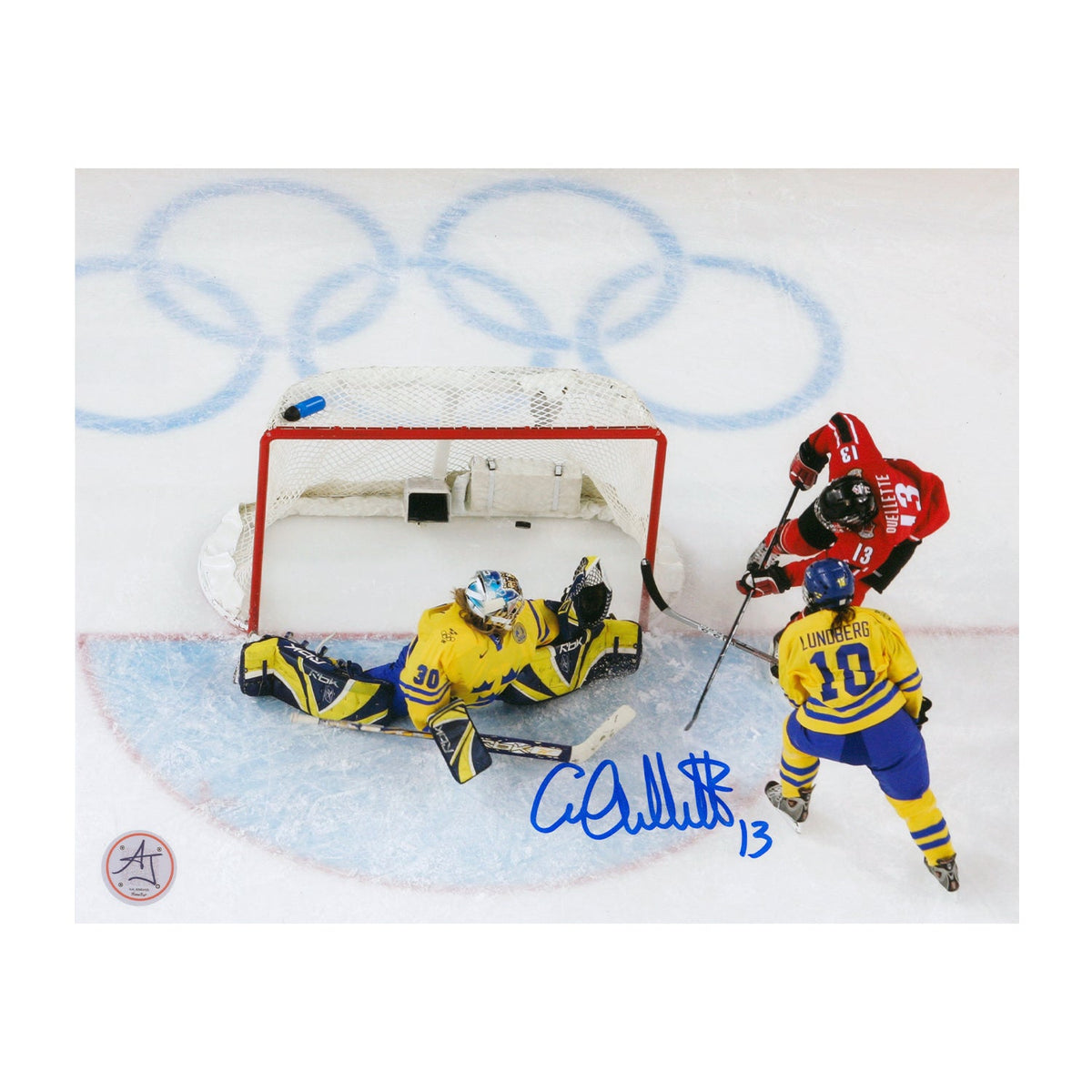 Caroline Ouellette Autographed Team Canada Gold Medal Goal 8x10 Photo product image 1, provided for visual reference and