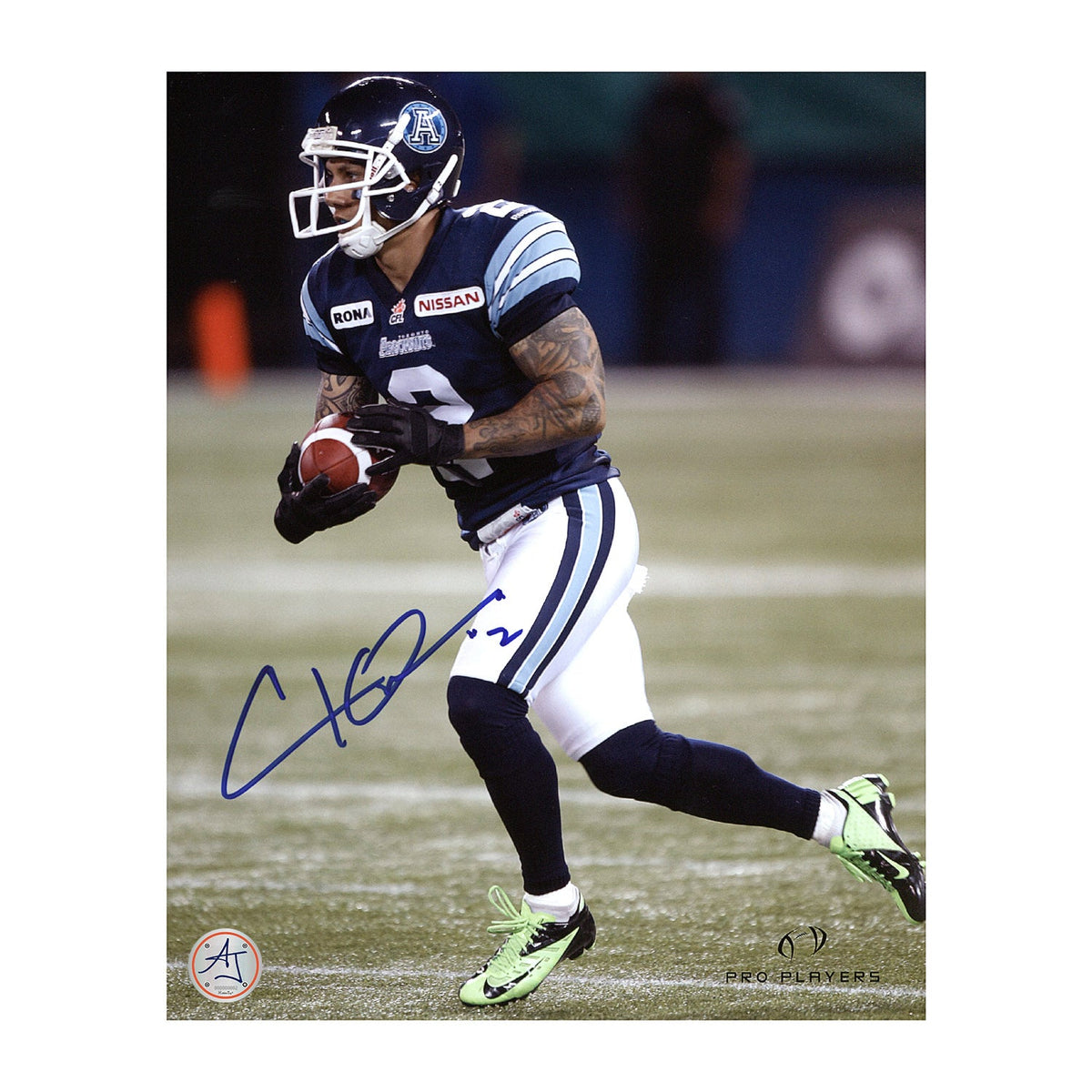 Chad Owens Autographed Toronto Argonauts Football 8x10 Photo product image 1, provided for visual reference and product
