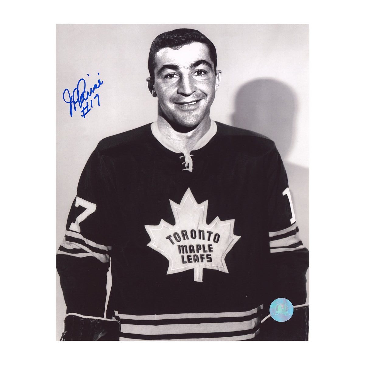 JP Parise Autographed Toronto Maple Leafs Black and White 8x10 Photo product image 1, provided for visual reference and