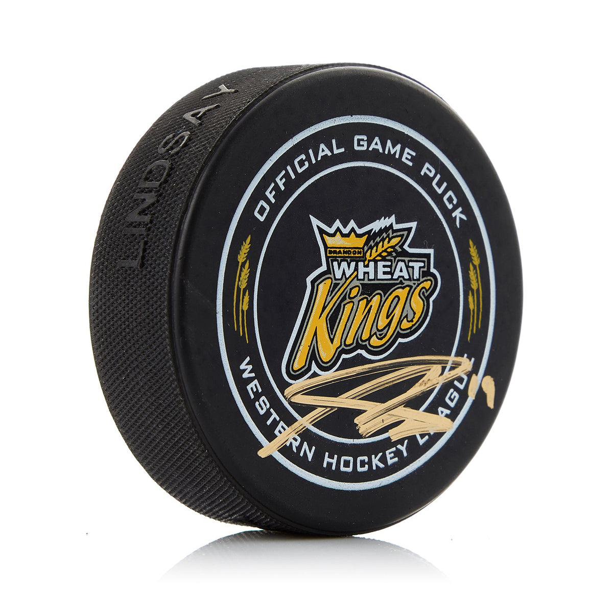 Nolan Patrick Brandon Wheat Kings Autographed Official Game Puck product image 1, provided for visual reference and product