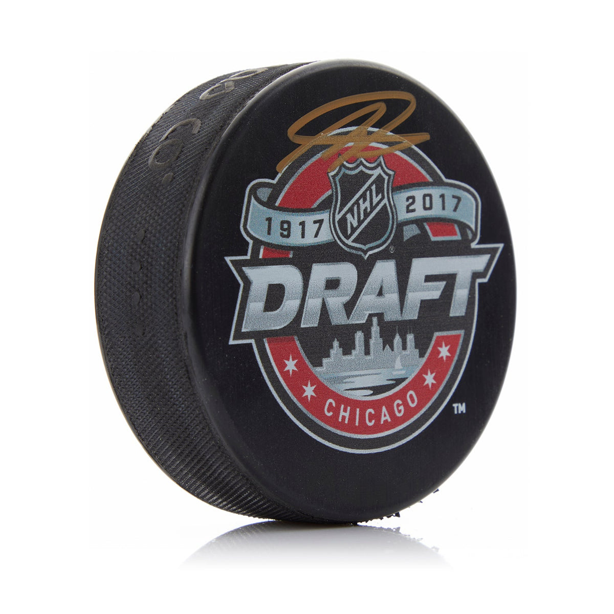 Nolan Patrick Signed 2017 NHL Entry Draft Puck product image 1, provided for visual reference and product detail review