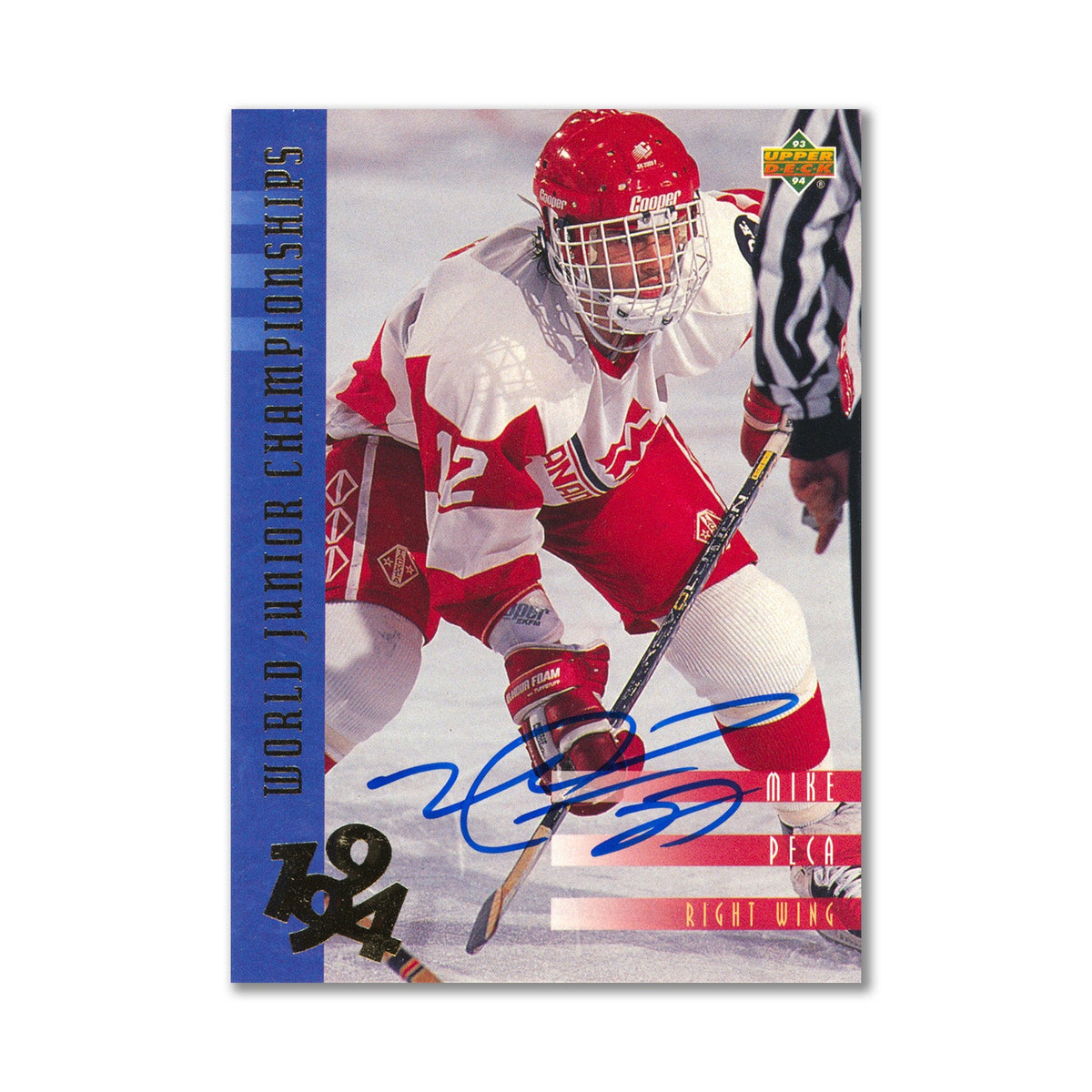 Autographed 1993-94 Upper Deck #542 Mike Peca Rookie Card product image 1, provided for visual reference and product detail