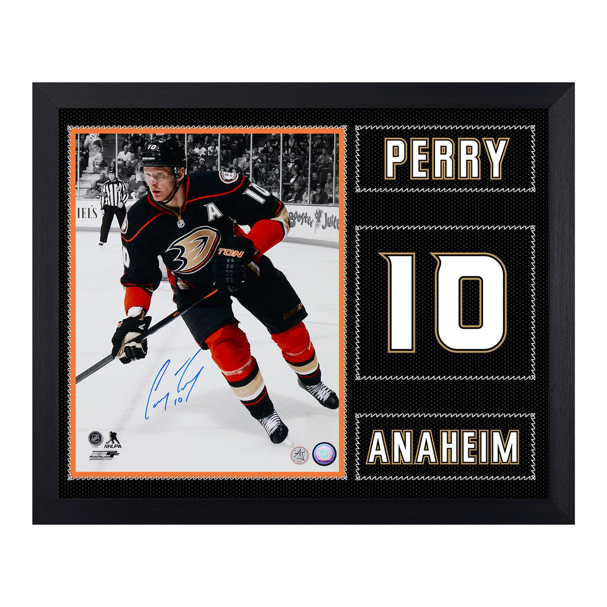 Corey Perry Signed Anaheim Ducks Uniform Graphic 19x23 Frame product image 1, provided for visual reference and product
