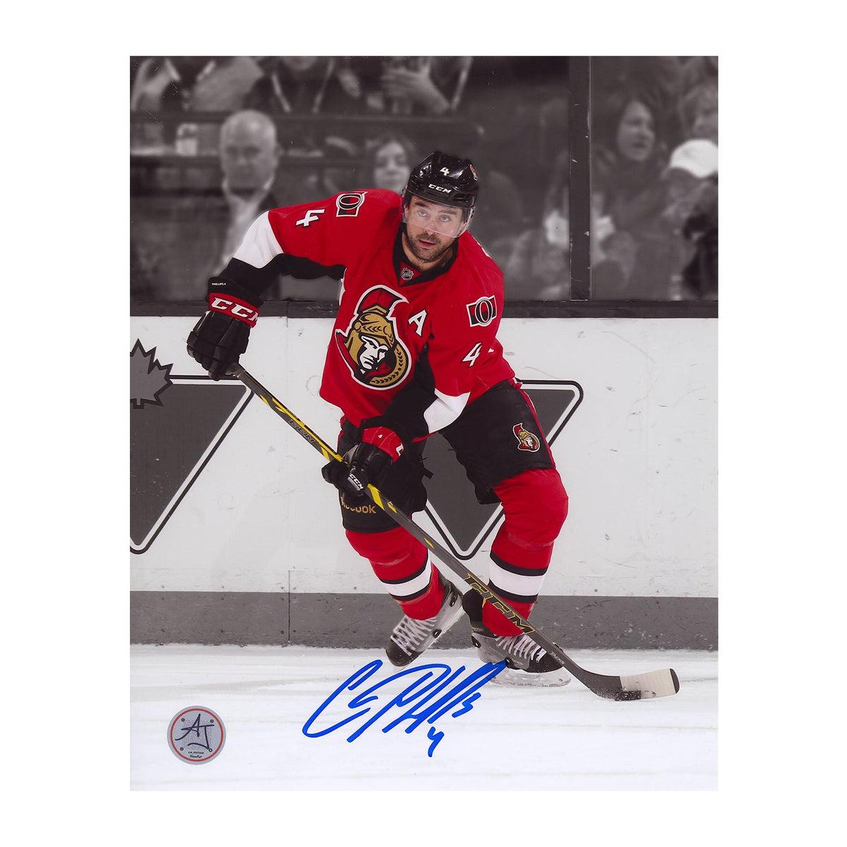 Chris Phillips Autographed Ottawa Senators colour Isolation 8x10 Photo product image 1, provided for visual reference and