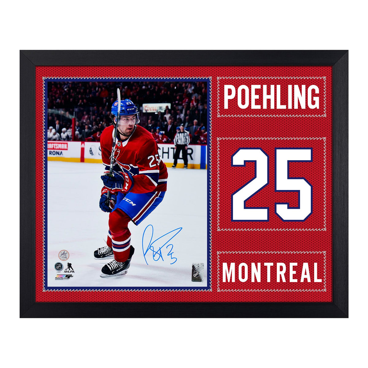 Ryan Poehling Autographed Montreal Canadiens Uniform Graphic 19x23 Frame product image 1, provided for visual reference and