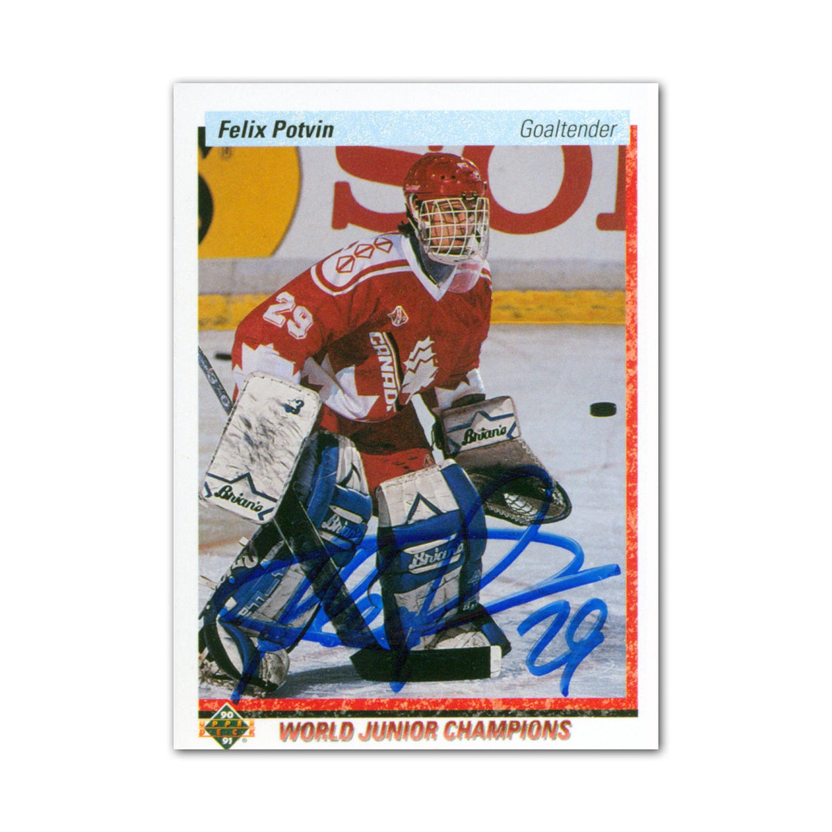 Felix Potvin Autographed 1990-91 Upper Deck #458 Rookie Card product image 1, provided for visual reference and product