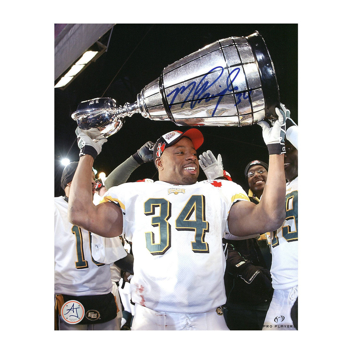 Mike Pringle Autographed Edmonton Eskimos Grey Cup 8x10 Photo product image 1, provided for visual reference and product