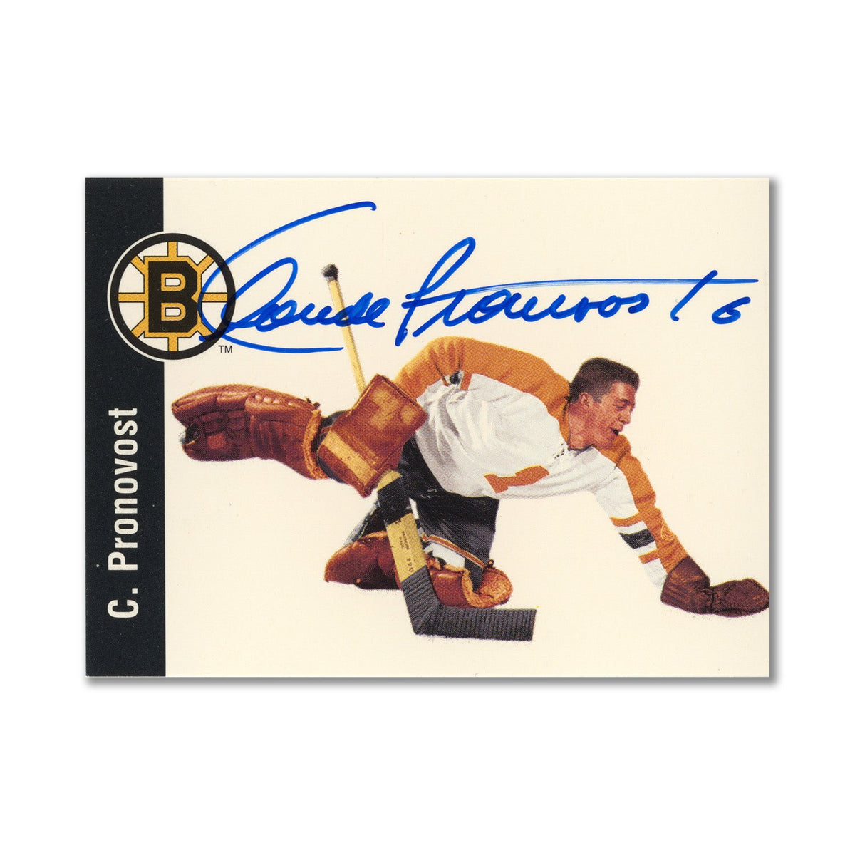 Autographed 1994 Parkhurst Missing Link #15 Claude Pronovost Base Card product image 1, provided for visual reference and