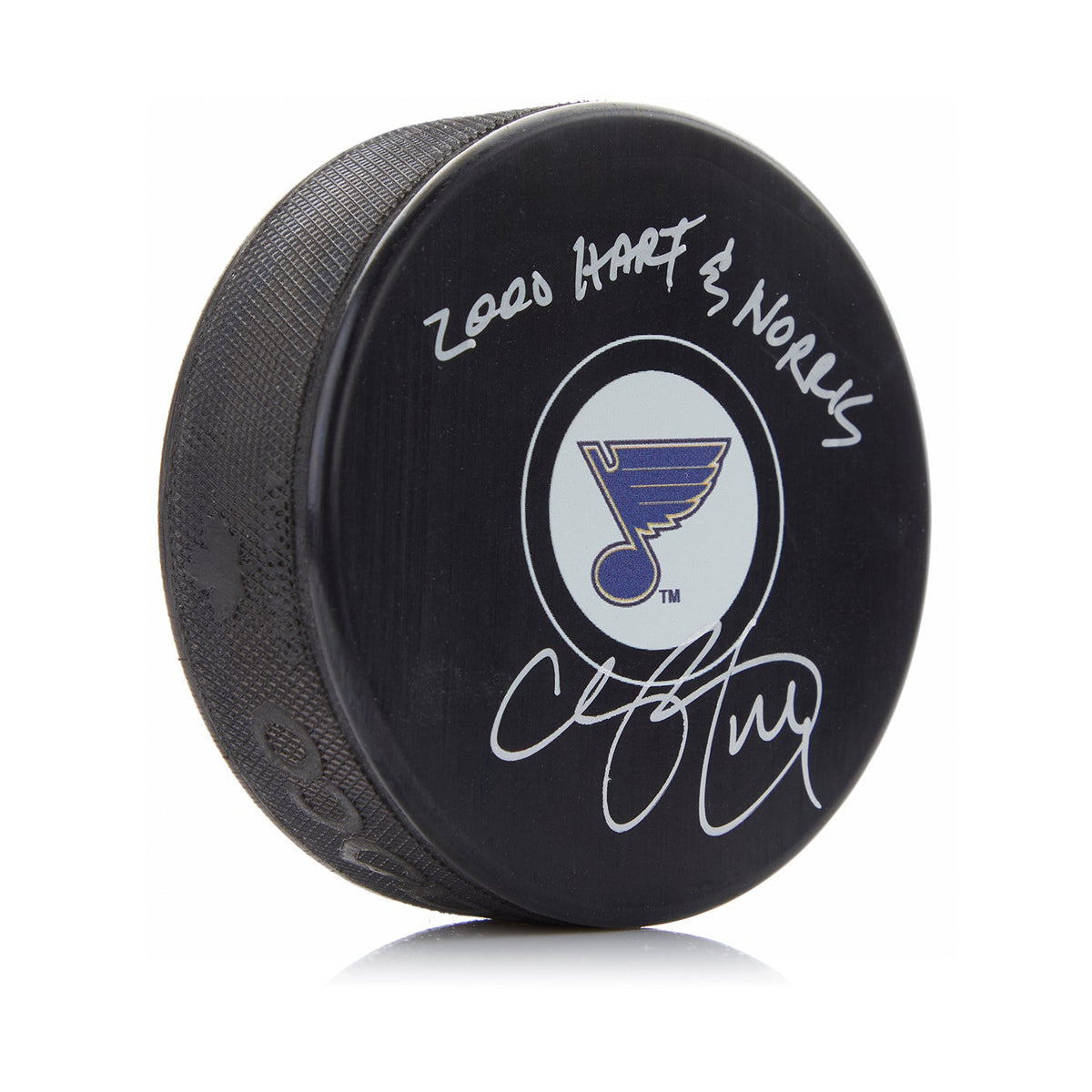 Chris Pronger Signed St Louis Blues Puck with Hart & Norris Note product image 1, provided for visual reference and product