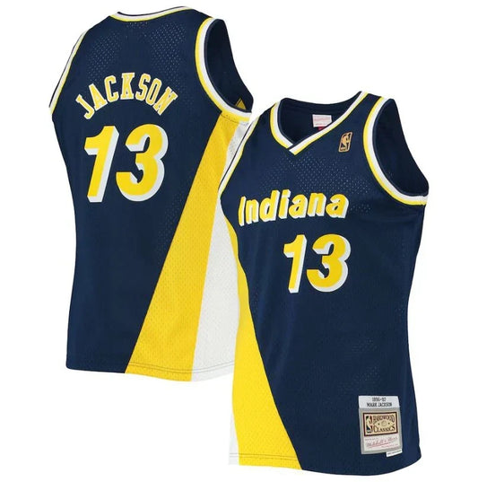 Mark Jackson Indiana Pacers 1996/97 Hardwood Classics Jersey - Navy Blue product image 1, provided for visual reference and