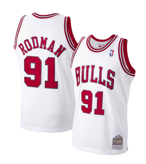 Chicago Bulls Dennis Rodman White 1997-98 Hardwood Classics Swingman Jersey product image 1, provided for visual reference