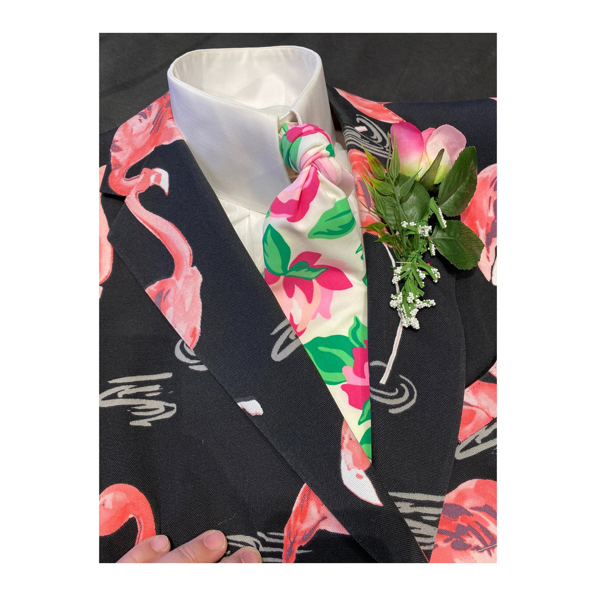 Don Cherry Flamingo Print On Air Worn Jacket Ensemble product image 3, provided for visual reference and product detail