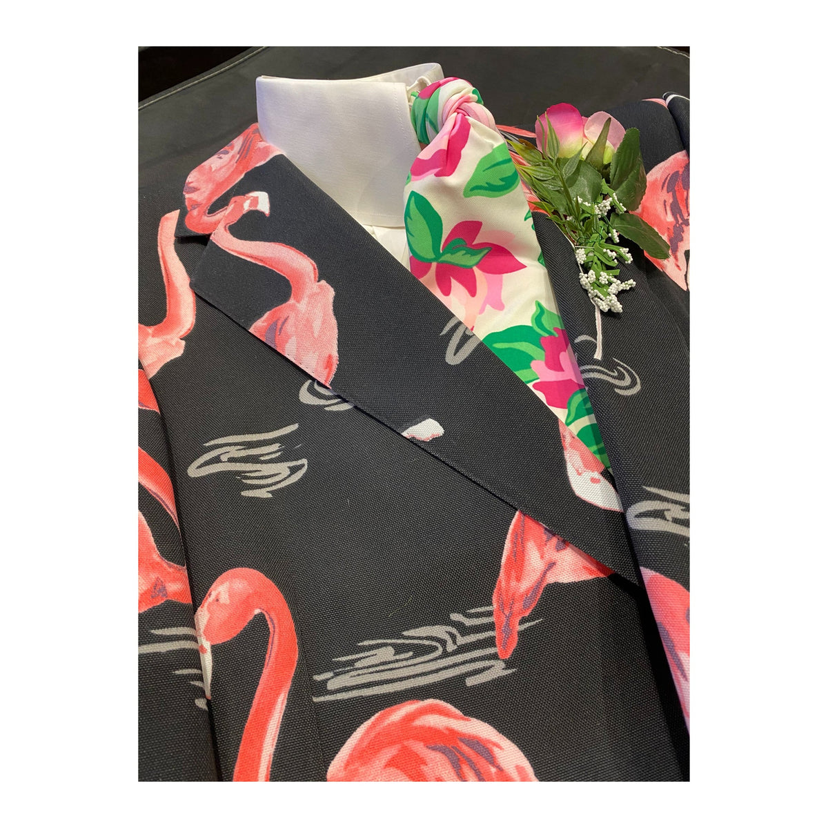 Don Cherry Flamingo Print On Air Worn Jacket Ensemble product image 7, provided for visual reference and product detail