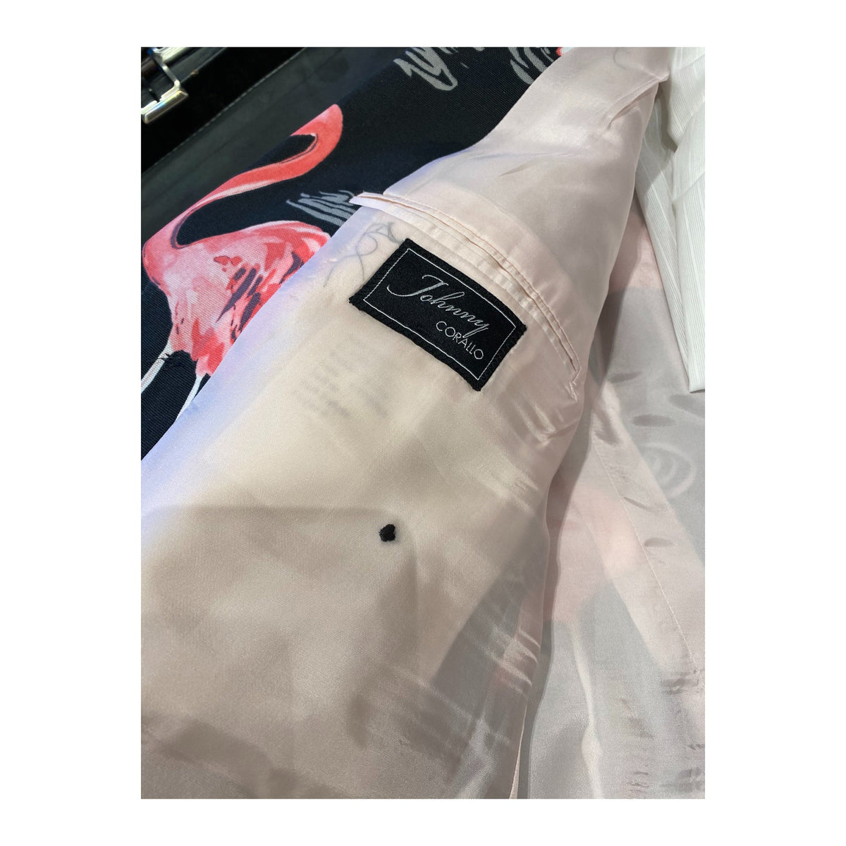 Don Cherry Flamingo Print On Air Worn Jacket Ensemble product image 8, provided for visual reference and product detail