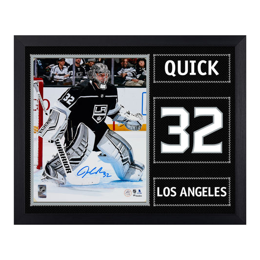 Jonathan Quick Signed Los Angeles Kings Uniform Graphic 19x23 Frame product image 1, provided for visual reference and