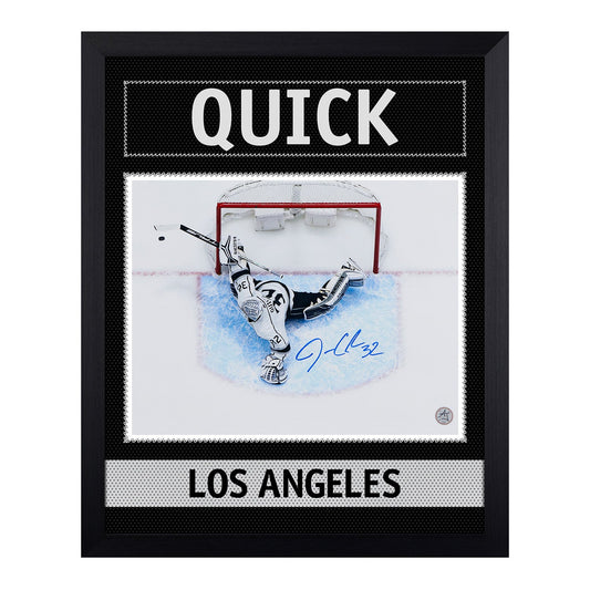 Jonathan Quick Autographed Los Angeles Kings Uniform Graphic 19x23 Frame product image 1, provided for visual reference and