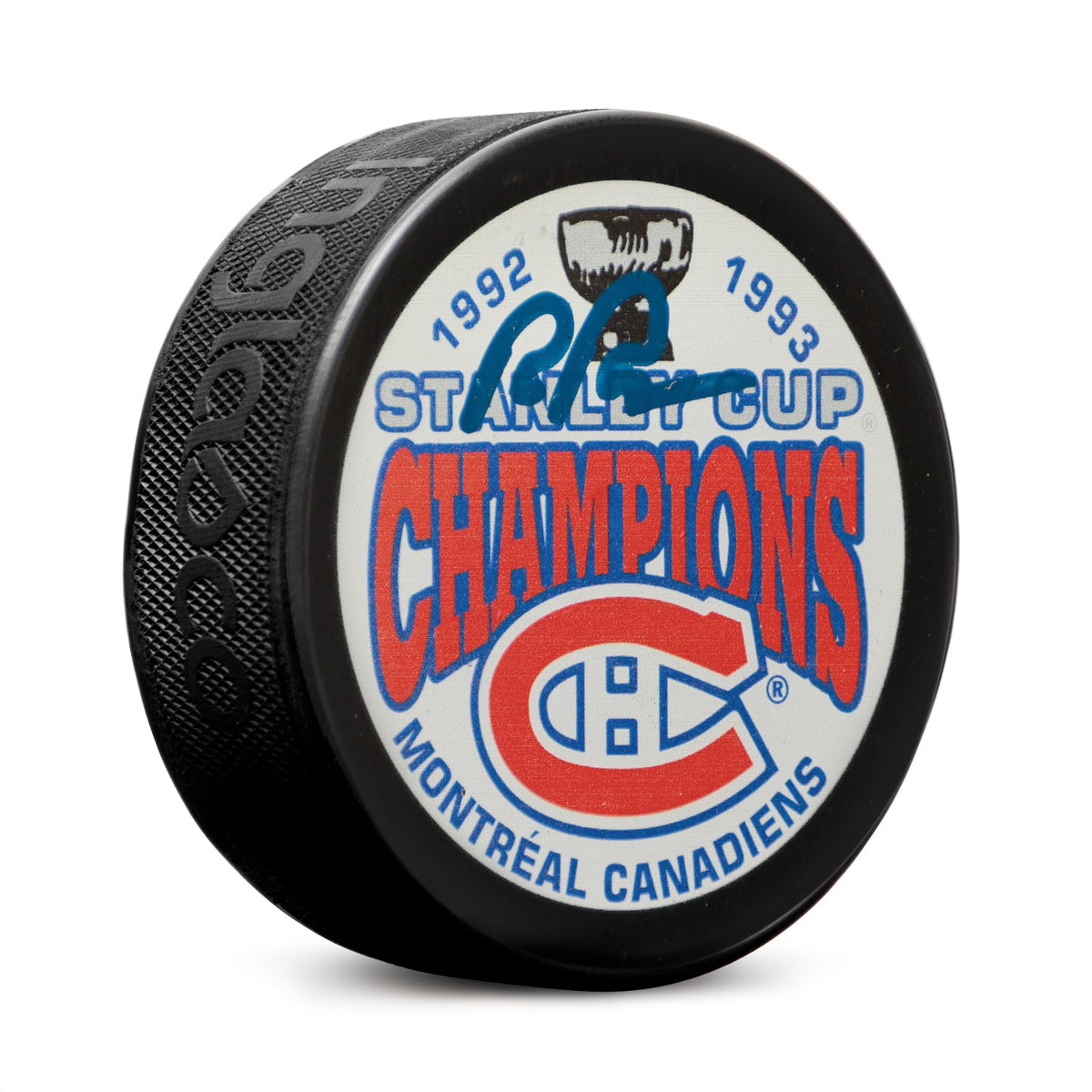 Rob Ramage Autographed Montreal Canadiens 1993 Stanley Cup Champions Puck product image 1, provided for visual reference and