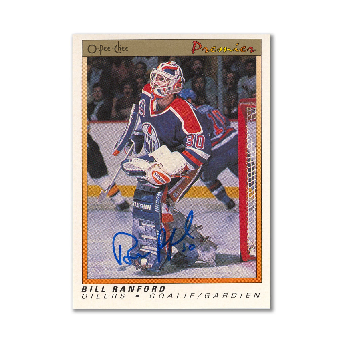 Autographed 1990-91 OPC Premier #94 Bill Ranford Base Card product image 1, provided for visual reference and product detail