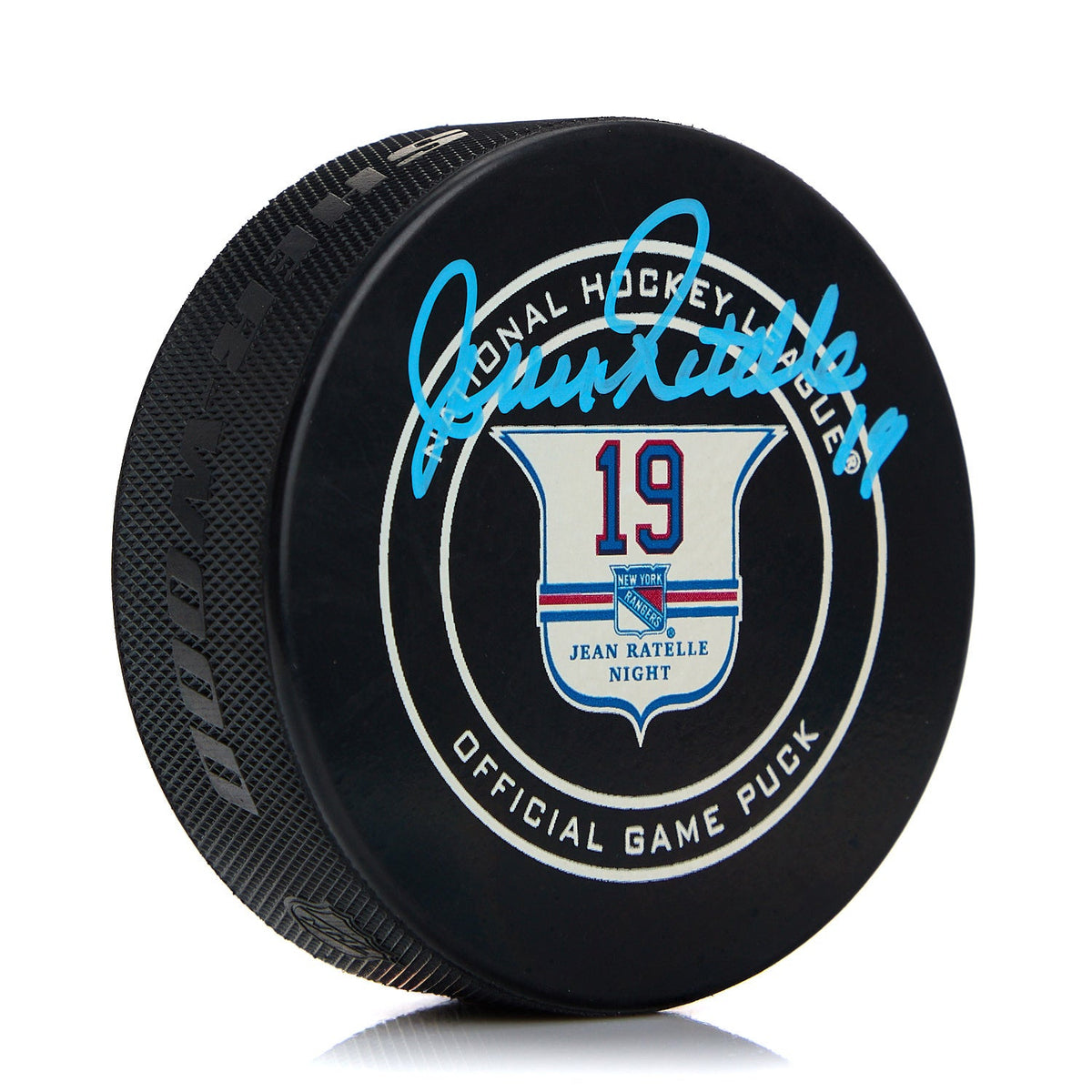 Jean Ratelle Signed Rangers Retirement Night Game Puck product image 1, provided for visual reference and product detail