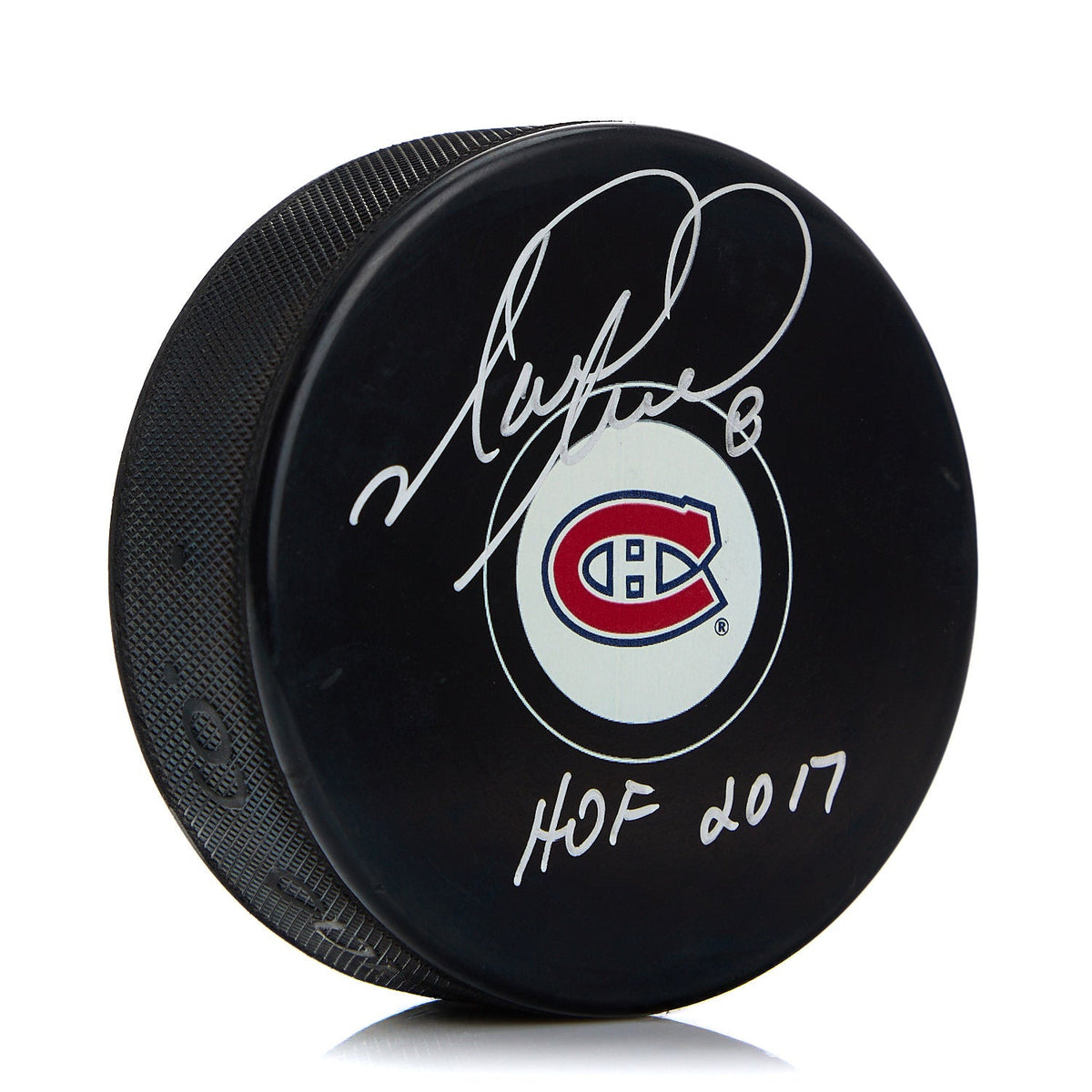 Mark Recchi Signed Montreal Canadiens Hockey Puck with HOF Note product image 1, provided for visual reference and product