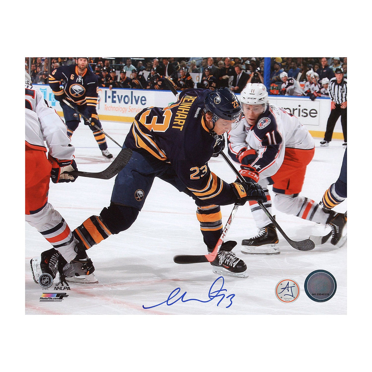 Sam Reinhart Autographed Buffalo Sabres 1st NHL Game 8x10 Photo product image 1, provided for visual reference and product