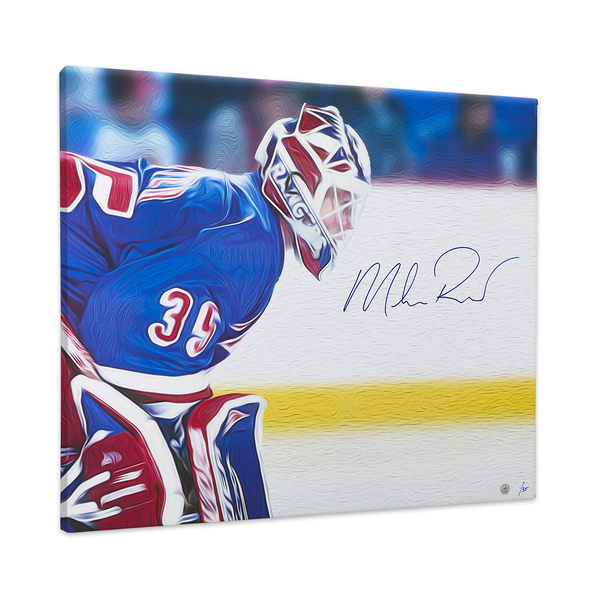 Mike Richter Autographed Rangers Hockey Portrait 29x34 Art Canvas /35 product image 1, provided for visual reference and