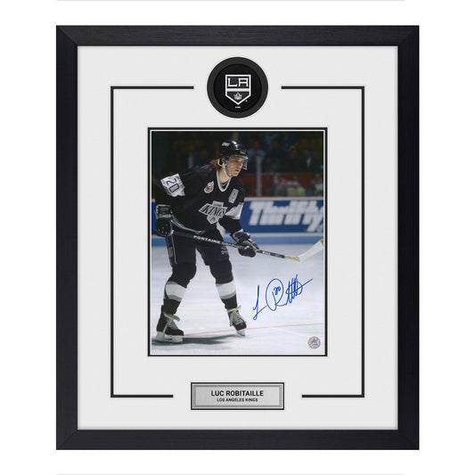 Luc Robitaille Autographed Los Angeles Kings Puck Logo 23x27 Frame product image 1, provided for visual reference and